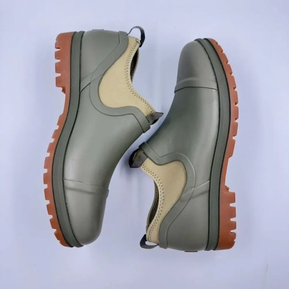 L.L.Bean Womens 11 Olive Green Wellie Chelsea Rain Shoes Waterproof Slip On